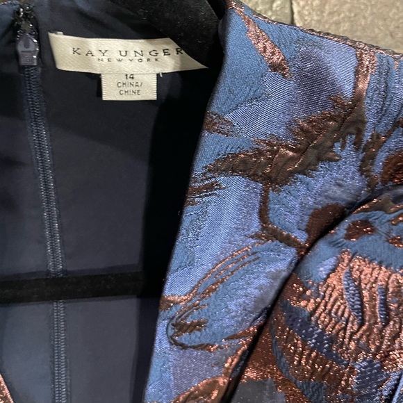 Kay Unger Navy/Bronze Wide-leg Faustine Jumpsuit - Picture 9 of 11